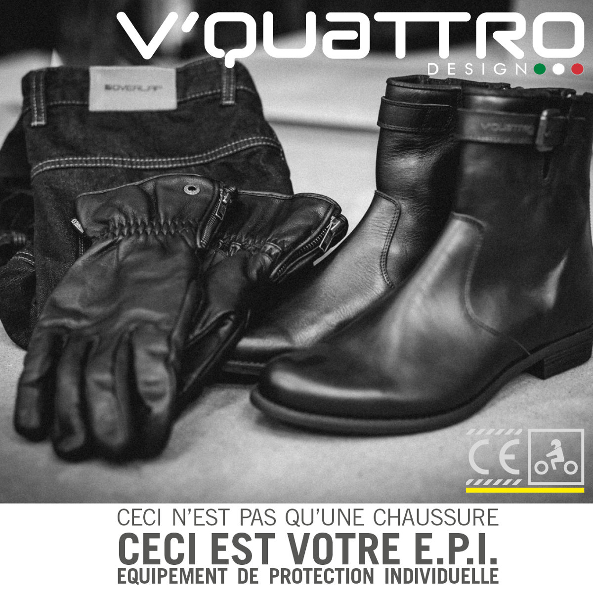 Vquattro Design - Chaussures et gants offrant look et protection aux motocyclistes.
